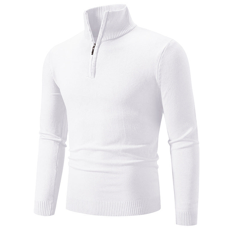 Men's Fleece Zip Mock Neck Sweater — Warm Winter Pullover S–3XL