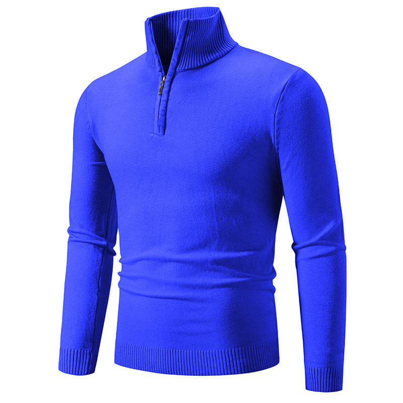Men's Fleece Zip Mock Neck Sweater — Warm Winter Pullover S–3XL
