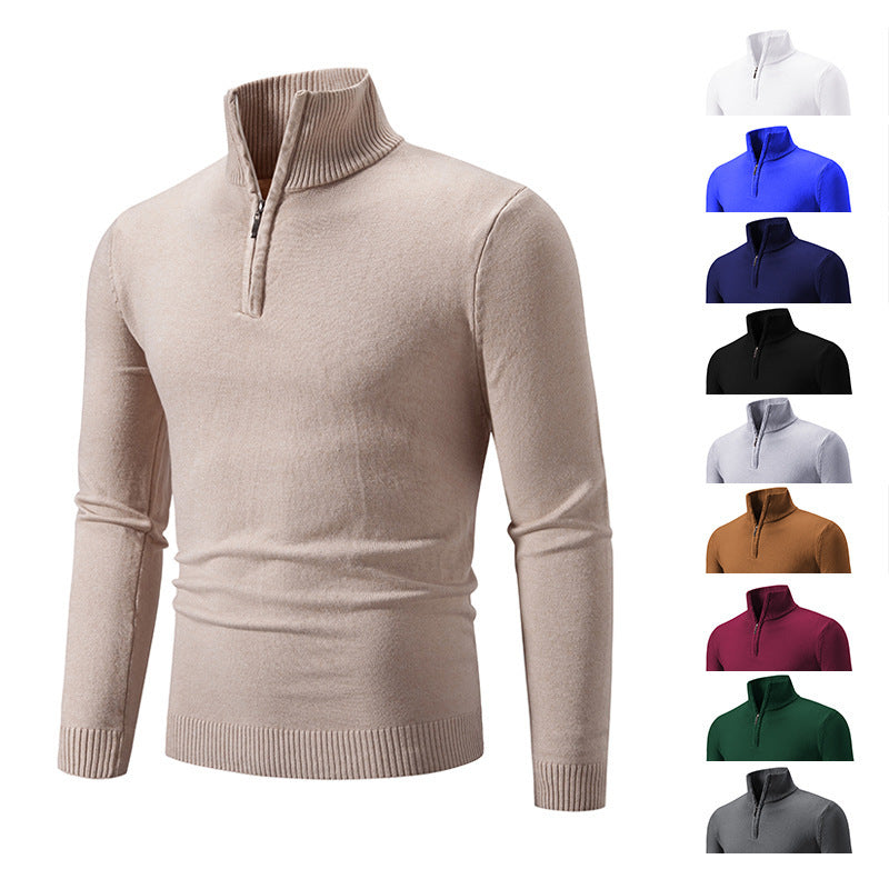 Men's Fleece Zip Mock Neck Sweater — Warm Winter Pullover S–3XL