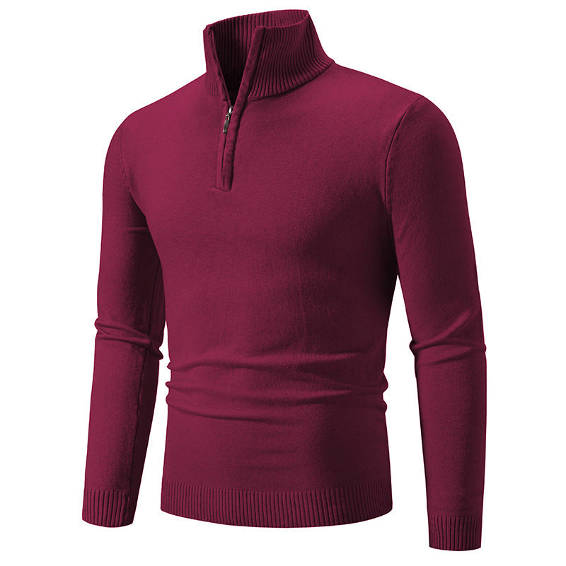 Men's Fleece Zip Mock Neck Sweater — Warm Winter Pullover S–3XL