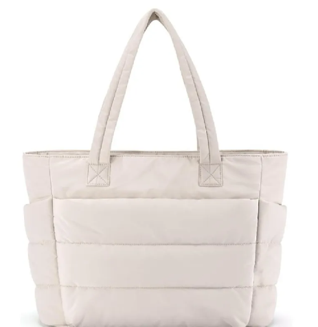 Large Zipper Cotton Handbag — Casual Tote Bag for Women