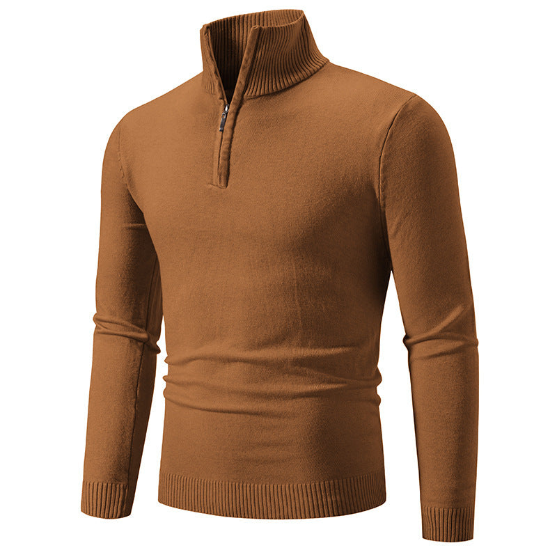 Men's Fleece Zip Mock Neck Sweater — Warm Winter Pullover S–3XL