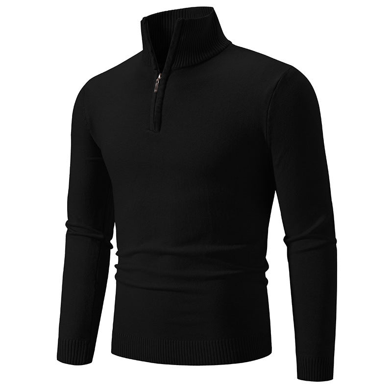 Men's Fleece Zip Mock Neck Sweater — Warm Winter Pullover S–3XL