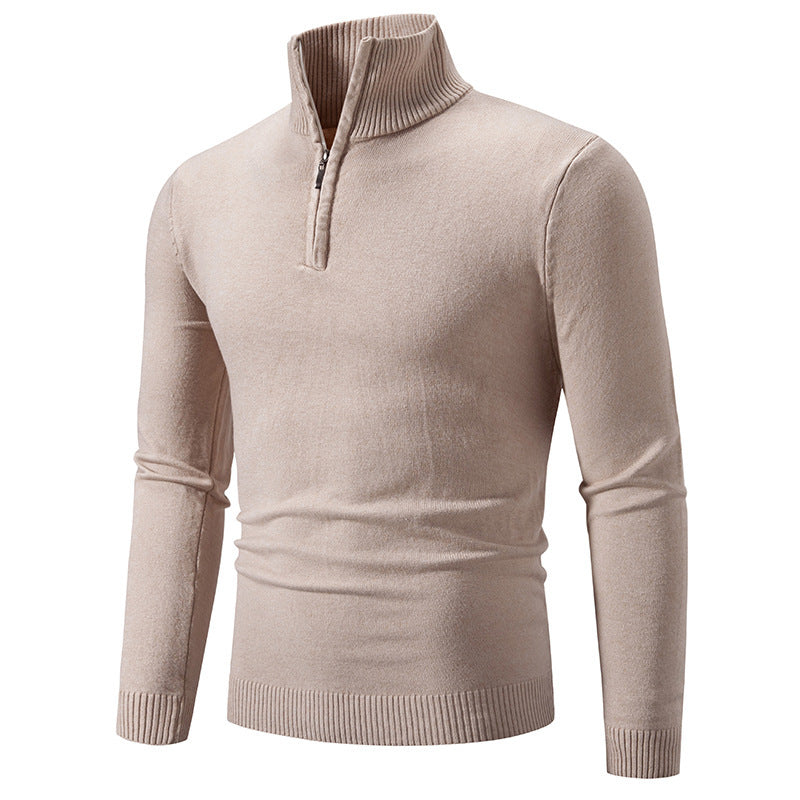 Men's Fleece Zip Mock Neck Sweater — Warm Winter Pullover S–3XL