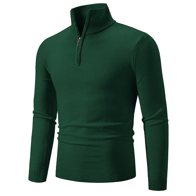 Men's Fleece Zip Mock Neck Sweater — Warm Winter Pullover S–3XL