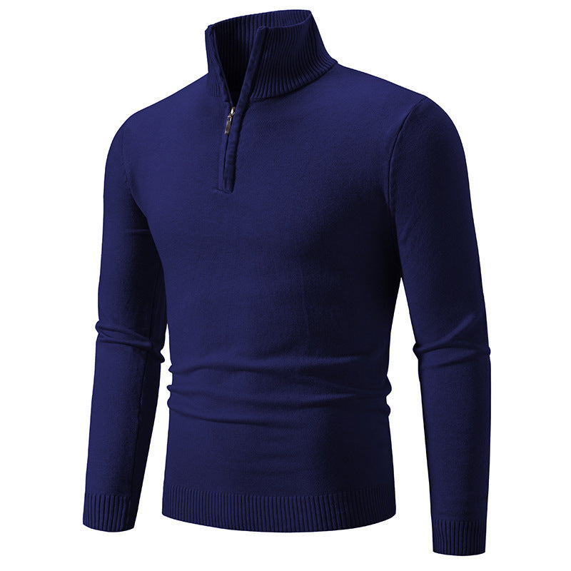 Men's Fleece Zip Mock Neck Sweater — Warm Winter Pullover S–3XL