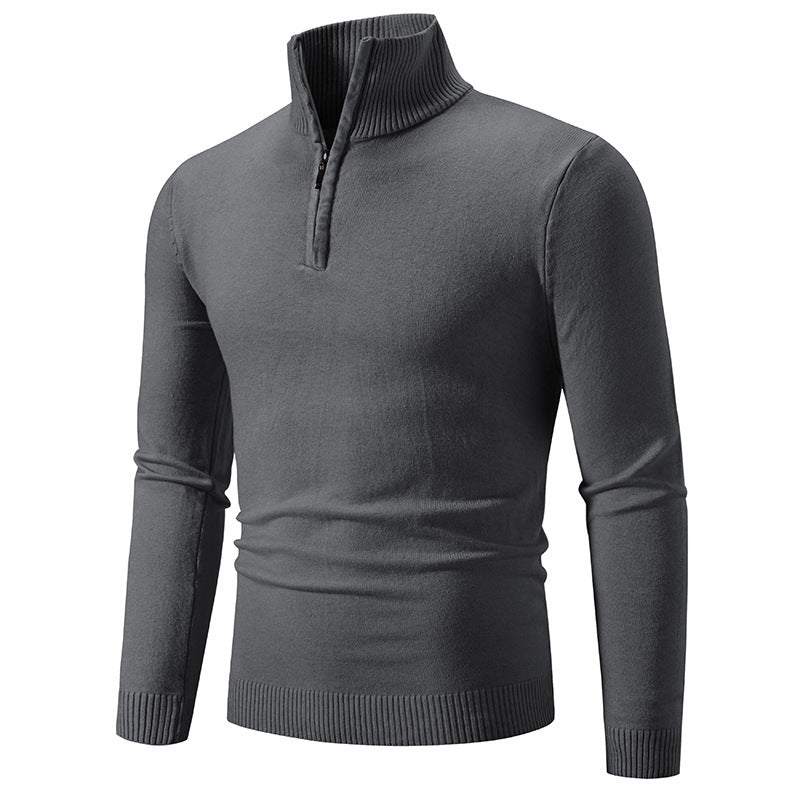 Men's Fleece Zip Mock Neck Sweater — Warm Winter Pullover S–3XL